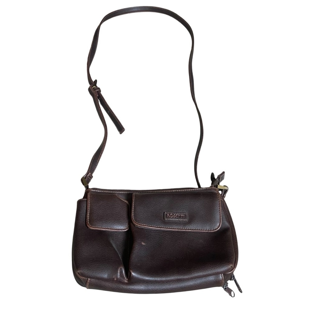 Brown Faux Leather Clutch Purse ROSETTI Women’s Crossbody Multi Compartments